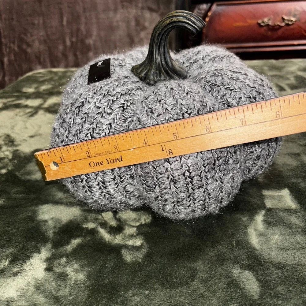 Sparkly Gray Knit Pumpkin Fall Autumn‎ Home Decor Accent Table Centerpiece